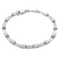 Sterling Silver Rhodium Plated Flower CZ Bracelet