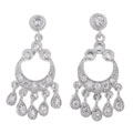 Sterling Silver Pear Dangle Earrings with CZ Stones