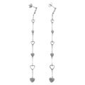 Sterling Silver Pave Style Heart Dangle Earrings