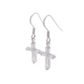 Sterling Silver Clear CZ Cross Earrings