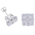 Sterling Silver Invisible Set CZ Stud Earrings