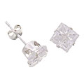 Sterling Silver Invisible Set CZ Stud Earrings
