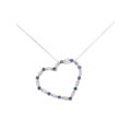 Sterling Silver Heart Necklace with Blue CZ Stones