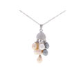 Sterling Silver Faux Pearl Cluster Necklace
