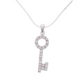 Sterling Silver CZ Skeleton Key Necklace