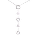 Sterling Silver CZ Hearts and Stars Drop Necklace