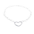 Italian Sterling Silver Large Heart Necklace