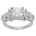 Sterling Silver Basket-set Elegant CZ Ring