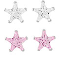 Sterling Silver 7mm Star Cut CZ Earrings