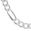 Sterling Silver 8-inch Figaro Pave Bracelet