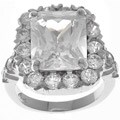 Sterling Silver Fancy Emerald Cut CZ Cocktail Ring