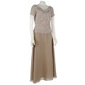 J. Kara Beaded Short Sleeve Mock Flair Dress