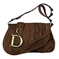 Christian Dior Distressed Brown Leather Saddle Bag
