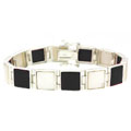 Sterling Silver Onyx and Mother of Pearl Bracelet