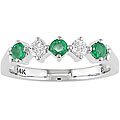 14k White Gold Emerald 1/6ct TDW Diamond Ring