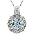 10k Gold Aquamarine 1/6ct TDW Diamond Necklace