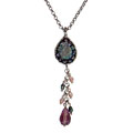 Roman Glass Teardrop Necklace w/ Dangling Cluster (Israel)