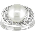 14k Freshwater Button Pearl & 1/10ct TDW Diamond Ring