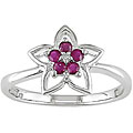 10k White Gold Round Ruby Star Ring
