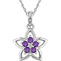 10k White Gold Amethyst Star Pendant Necklace