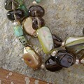 Shell, Smoky Quartz and Turquoise Beaded Bracelet (USA)