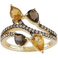 14k Yellow Gold Pear Citrine & Smokey Quartz Ring