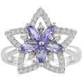 14k White Gold Tanzanite 1/5ct TDW Diamond Ring