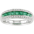 14k White Gold Emerald & 1/5ct TDW Diamond Ring