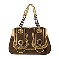 Fendi Satchel with Patent Leather and Wood Trim