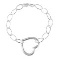 Italian Sterling Silver Large Heart Bracelet