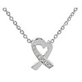 Sterling Silver CZ Accent Ribbon Necklace