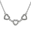Sterling Silver Triple CZ Heart Necklace