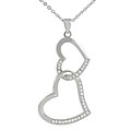 Sterling Silver Heart Link CZ Necklace