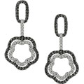 14k Gold Black and White Diamond Flower Earrings