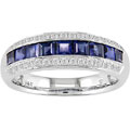 14k White Gold Sapphire and 1/5ct TDW Diamond Ring