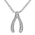 Sterling Silver Wishbone Necklace with Cubic Zirconia