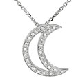 Sterling Silver Crescent Moon Necklace with CZ Stones