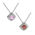 Sterling Silver Squared Pendant with Center Stone Necklace