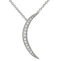 Sterling Silver CZ Crescent Moon Necklace