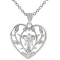 Sterling Silver Flower Inside Heart Necklace