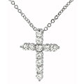 Sterling Silver CZ Lined Cross Pendant Necklace