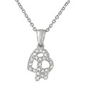 Sterling Silver Heart and Key CZ Necklace