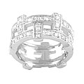 Sterling Silver Basket Weave CZ Band