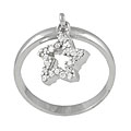 Sterling Silver Star Dangle Charm CZ Ring