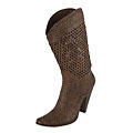 Prima Base Women's Brown Leather Woven Cowboy Boot