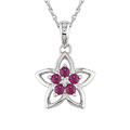 10k White Gold Ruby Star Pendant w/ Chain
