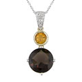 14k Two-tone Gold Smokey Quartz & Citrine Pendant