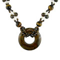 Pearls and Multi Shape Tiger's Eye Beads Necklace