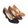 Liliana by Adi Lina Microsuede Peep Toe Wedges