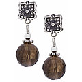 Sterling Silver Smokey Quartz Square Post Earrings